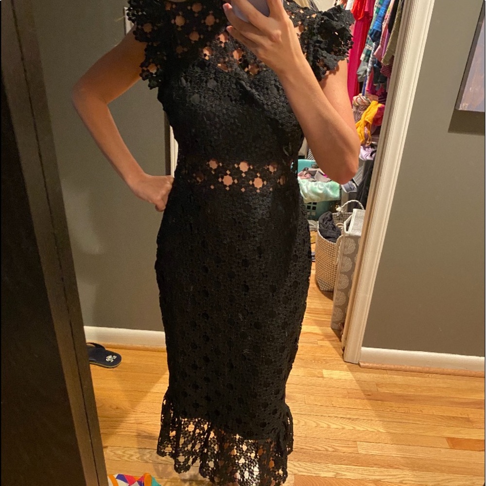 Black crochet dress
